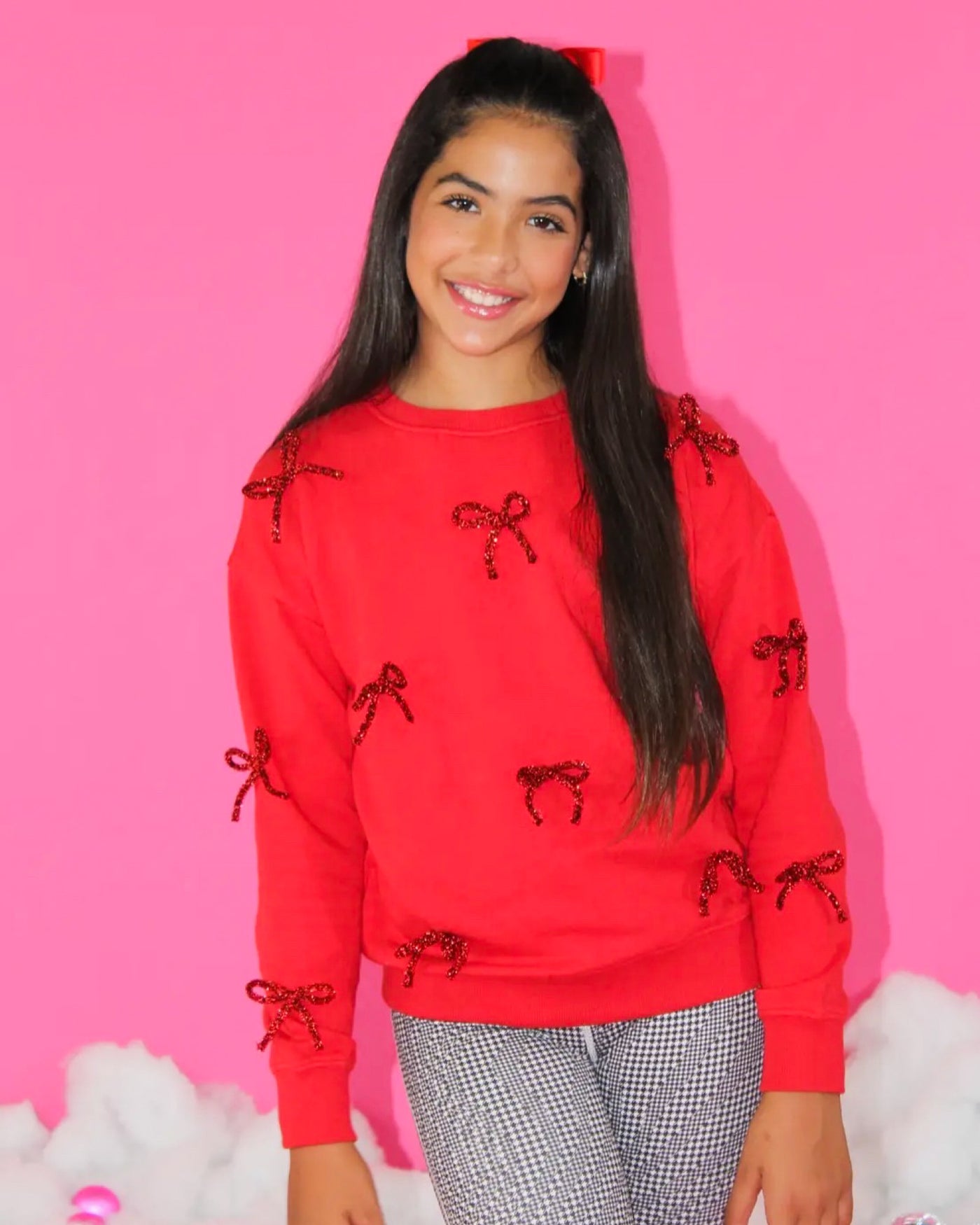 Red Bow Applique Sweatshirt