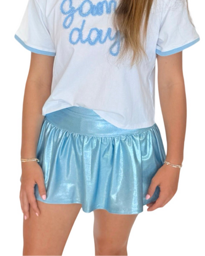 Carolina Blue Shimmer Gathered Skort