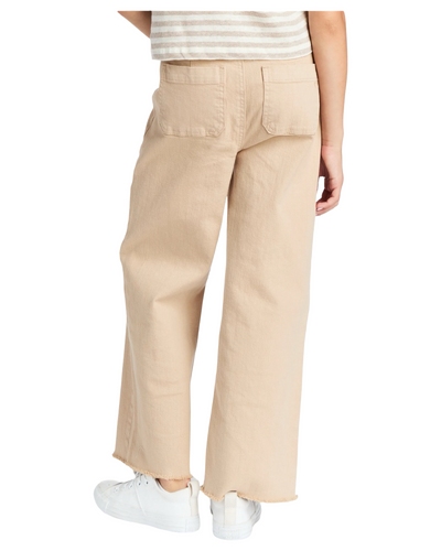 Khaki High Rise Wide Leg Ankle Crop Jeans
