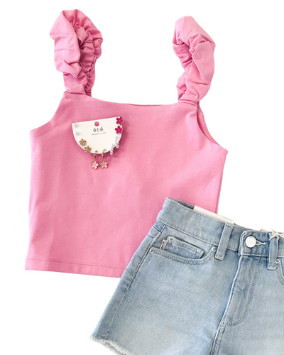 Pink Bubble Strap Tank Top