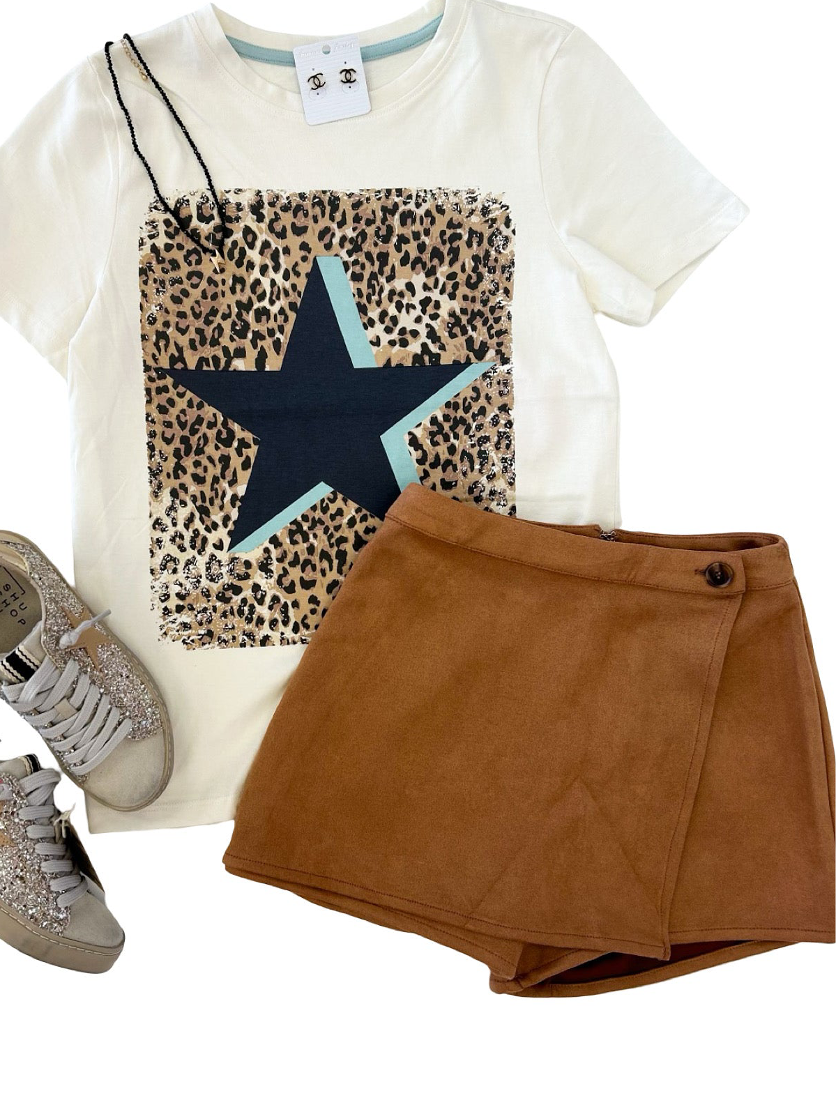 Camel Taker Wrap Over Suede Skort