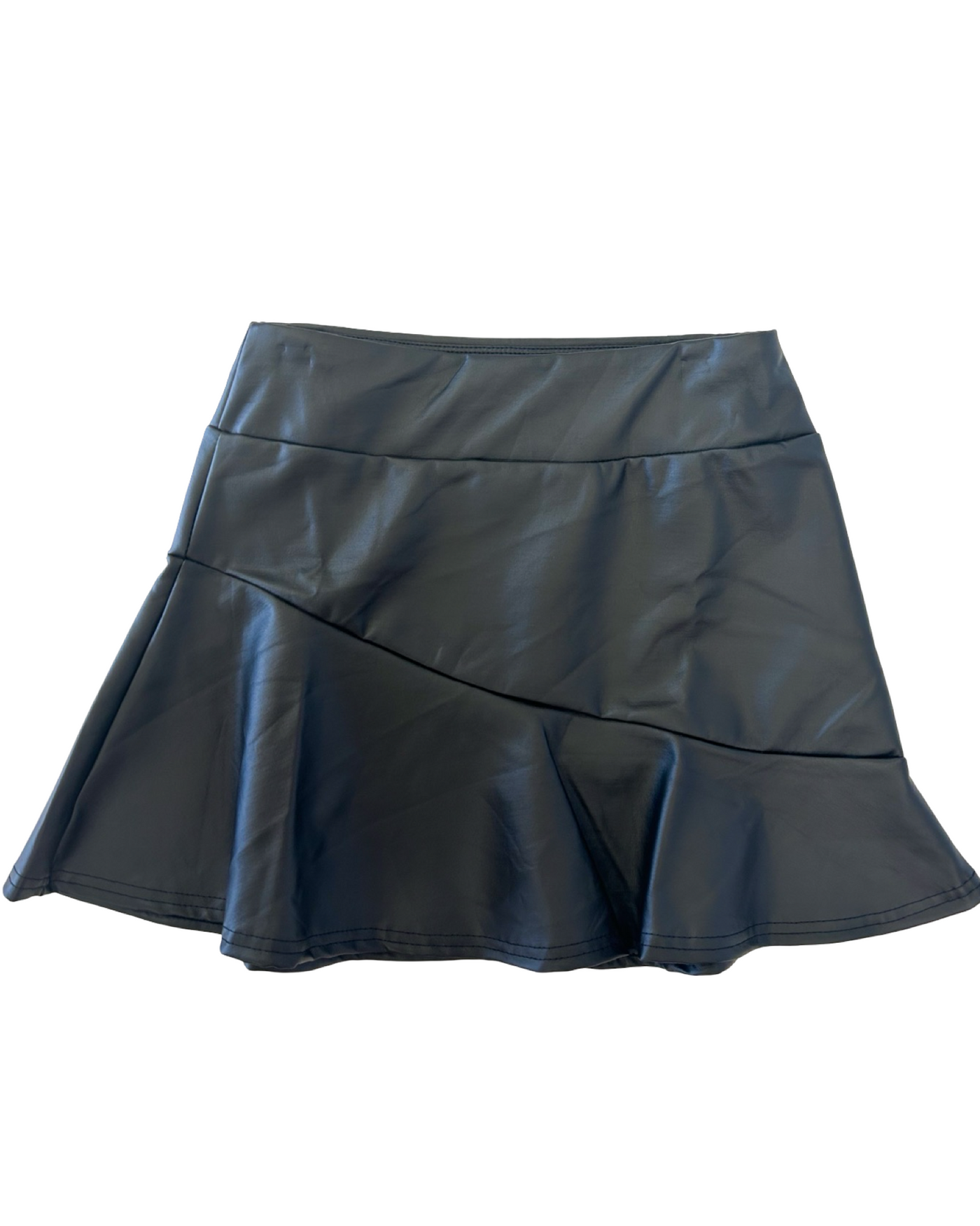 Black Clara A Line Leather Skirt