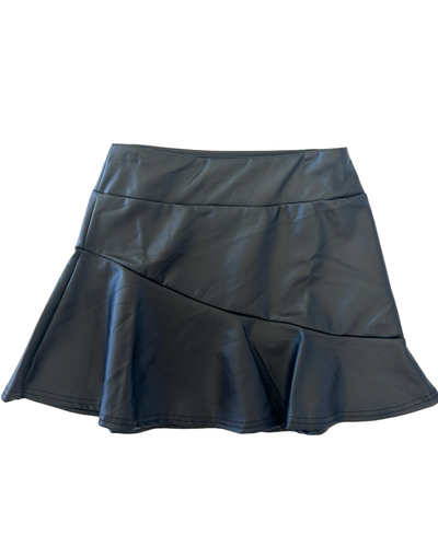 Black Clara A Line Leather Skirt
