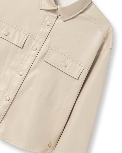 Off White Leather Shacket