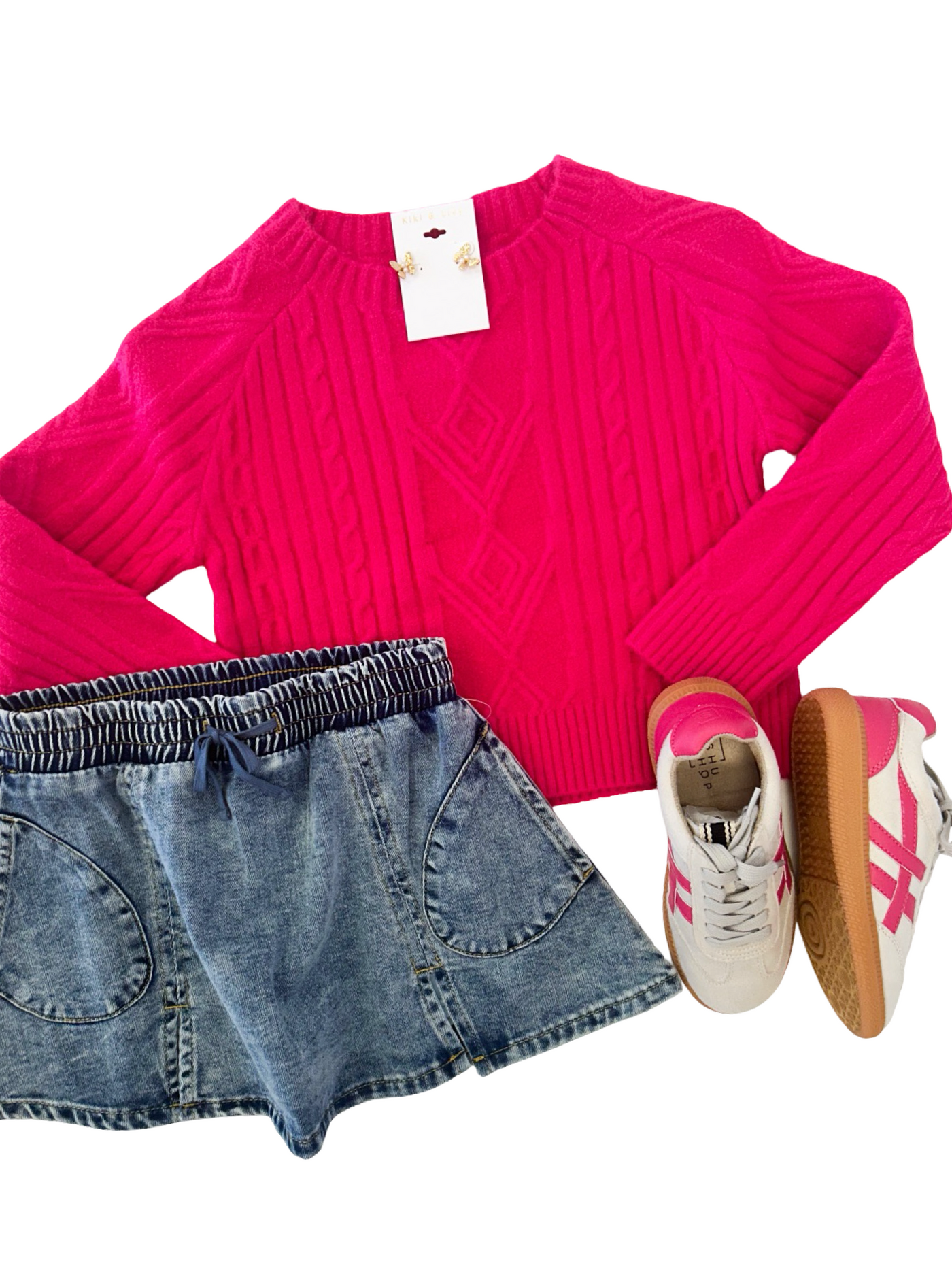 Fushia Braid Knitted Sweater