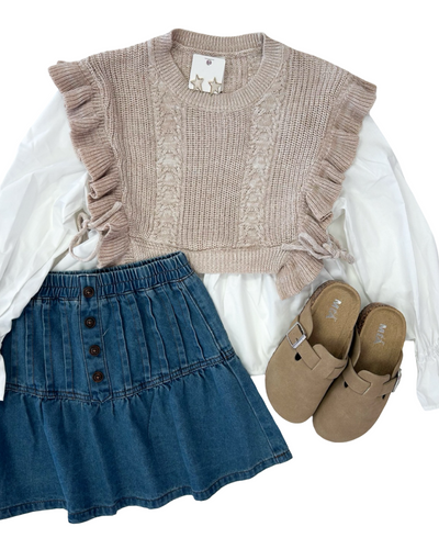 Denim Pleated Button Down Mini Skirt