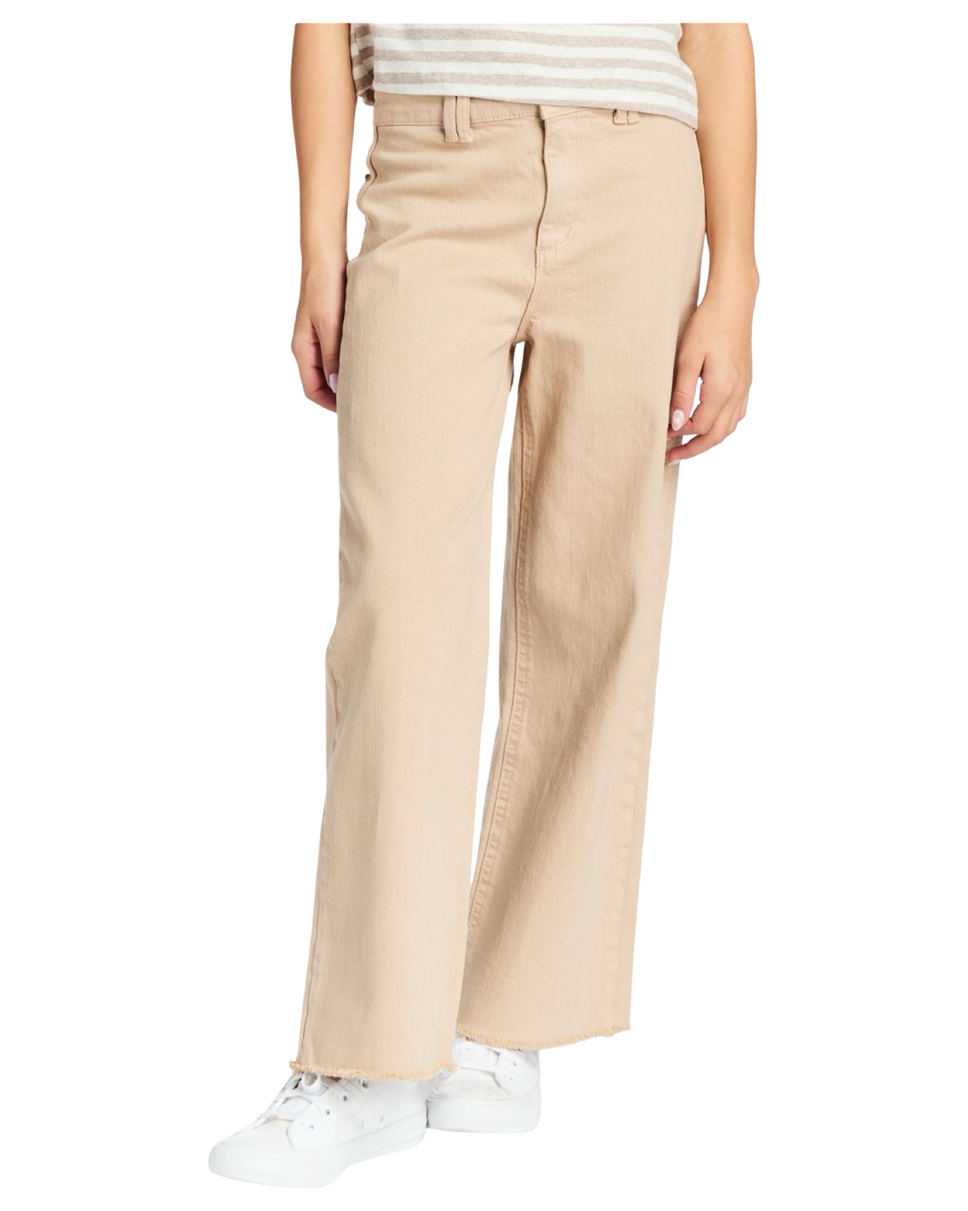 Khaki High Rise Wide Leg Ankle Crop Jeans