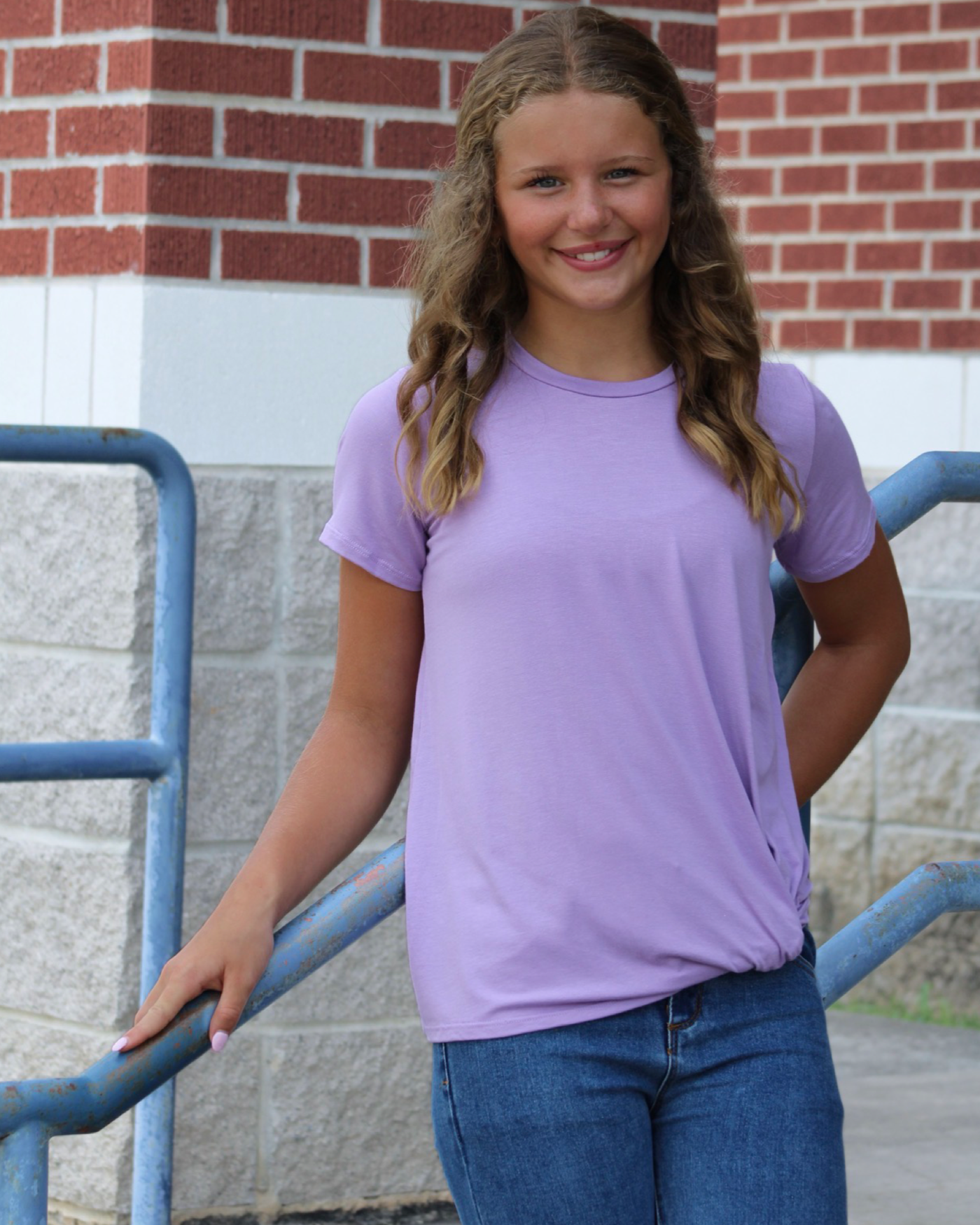 Lilac Twisted Knit Short Sleeve Top