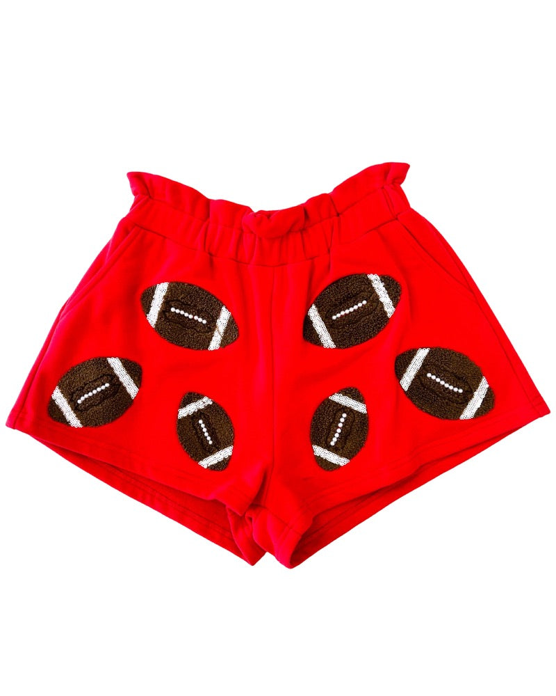 Queen Of Sparkles Red & Brown Football Shorts