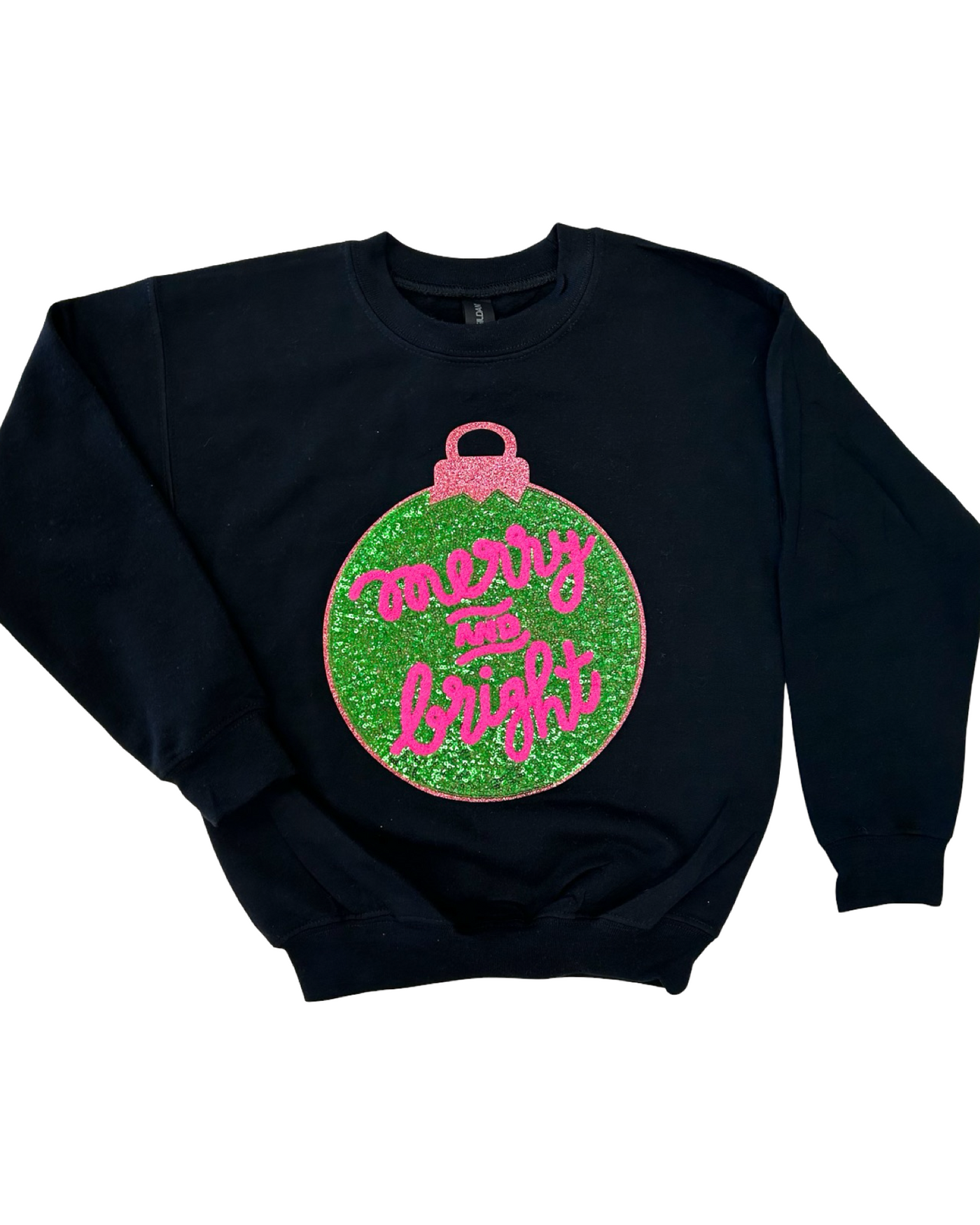 Black Merry Ornament Applique Sweatshirt