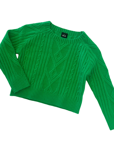 Green Braid Knitted Sweater