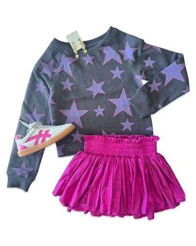 Asphalt Gray Purple Star Pattern Sweatshirt