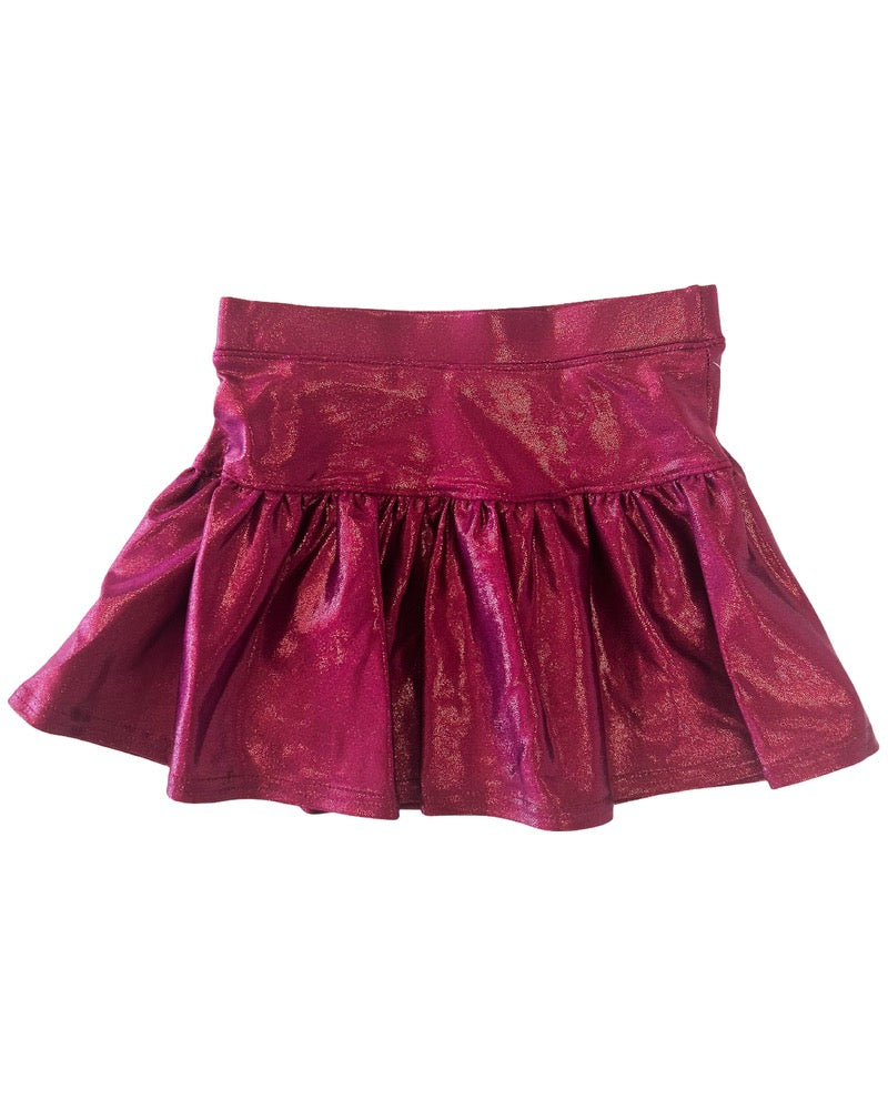 Maroon Shimmer Gathered Skort