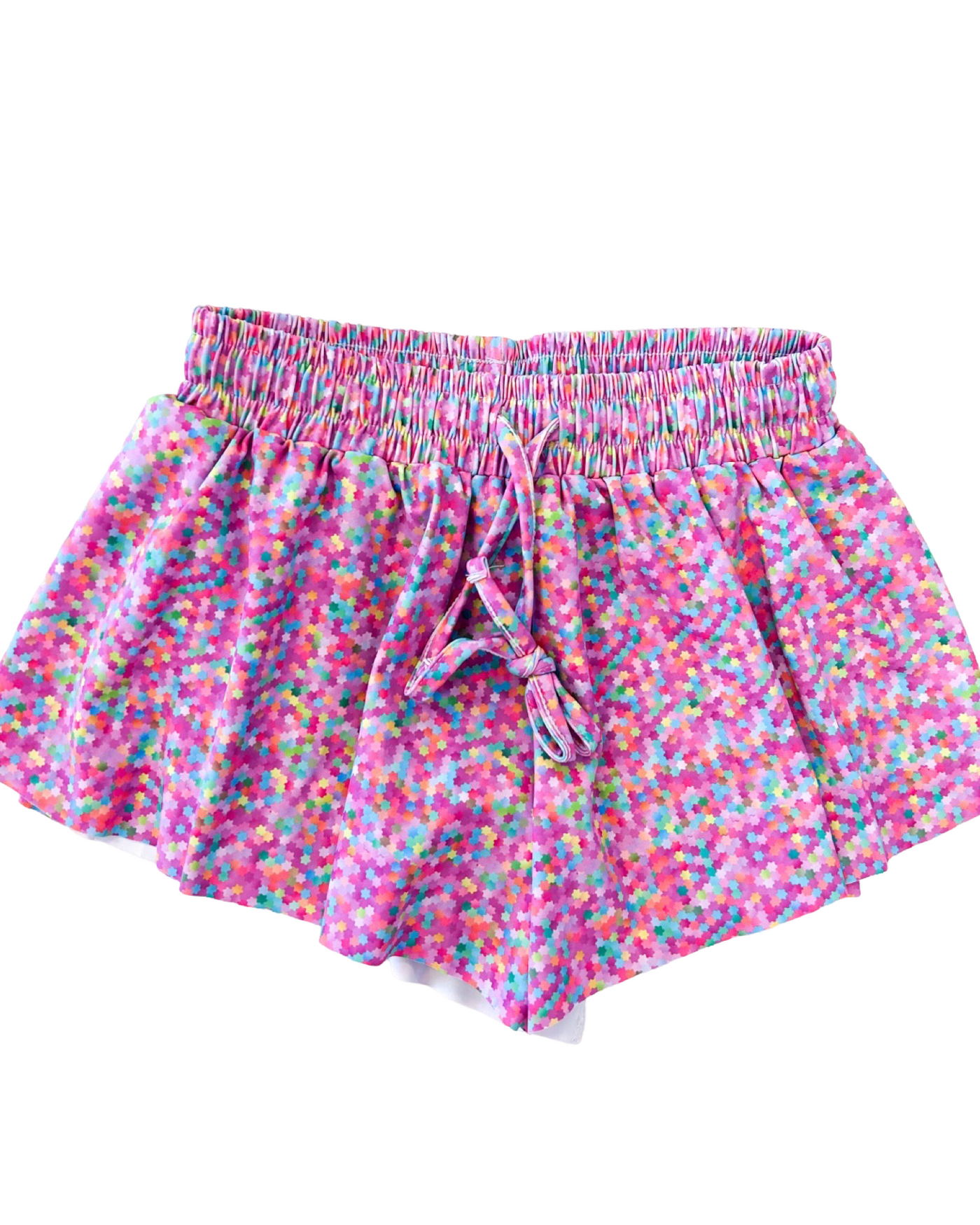Pink Confetti Stars Butterfly Flowy Shorts