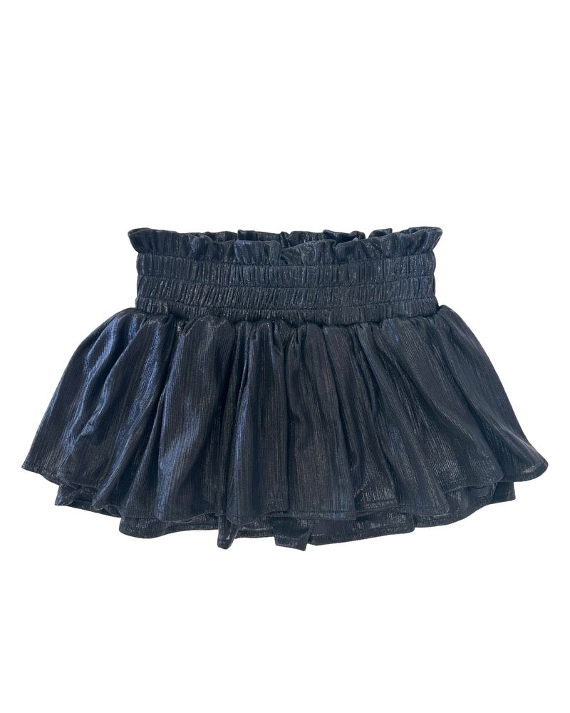 Black Shine Metallic Skort