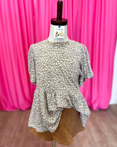 Blush Leopard Puff Sleeve Top
