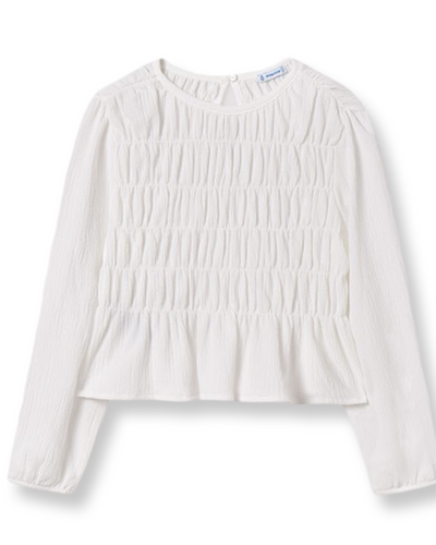 White Ruffle Detailed Blouse