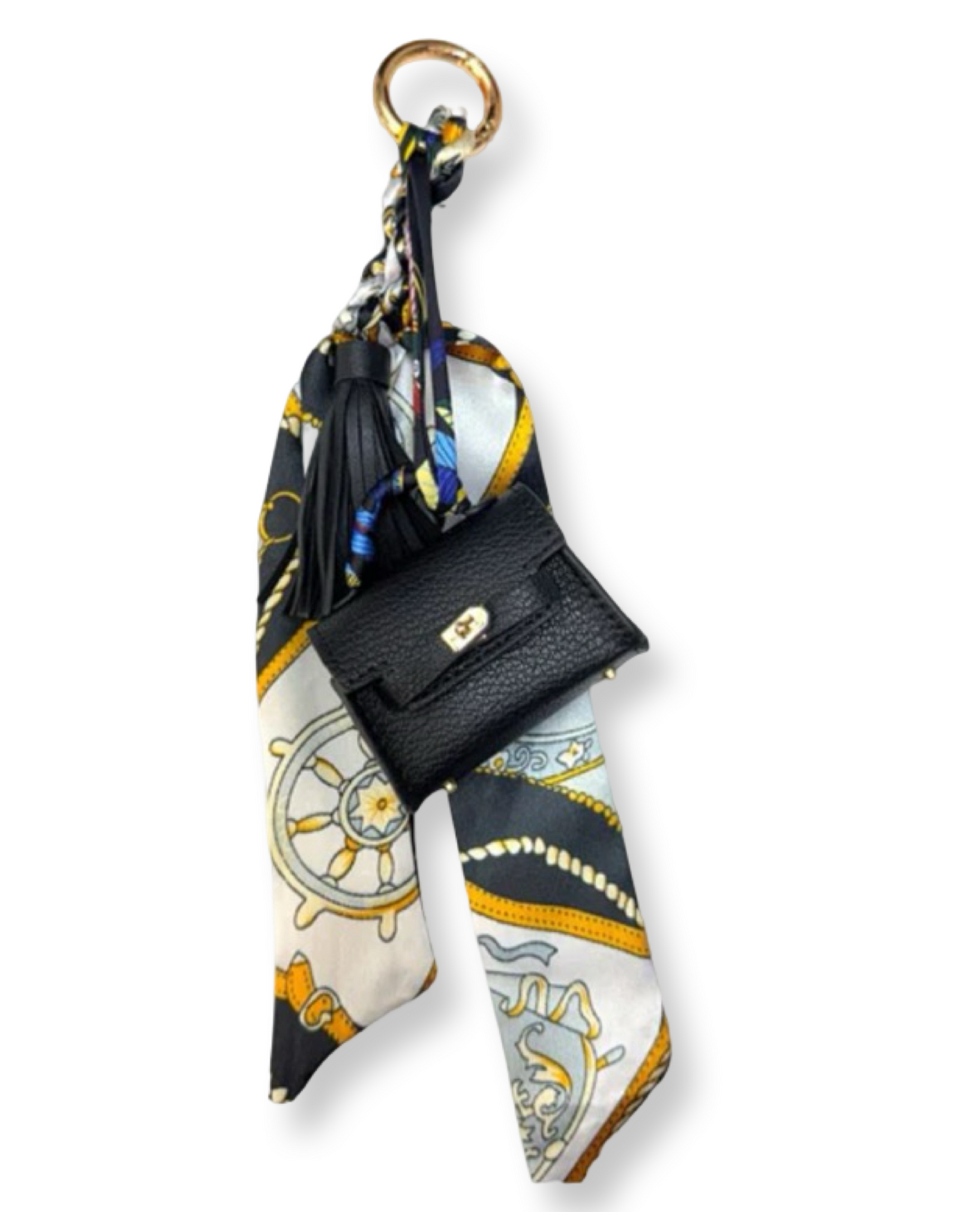 Mini Designer Bag Charms W/Scarf - Clutch
