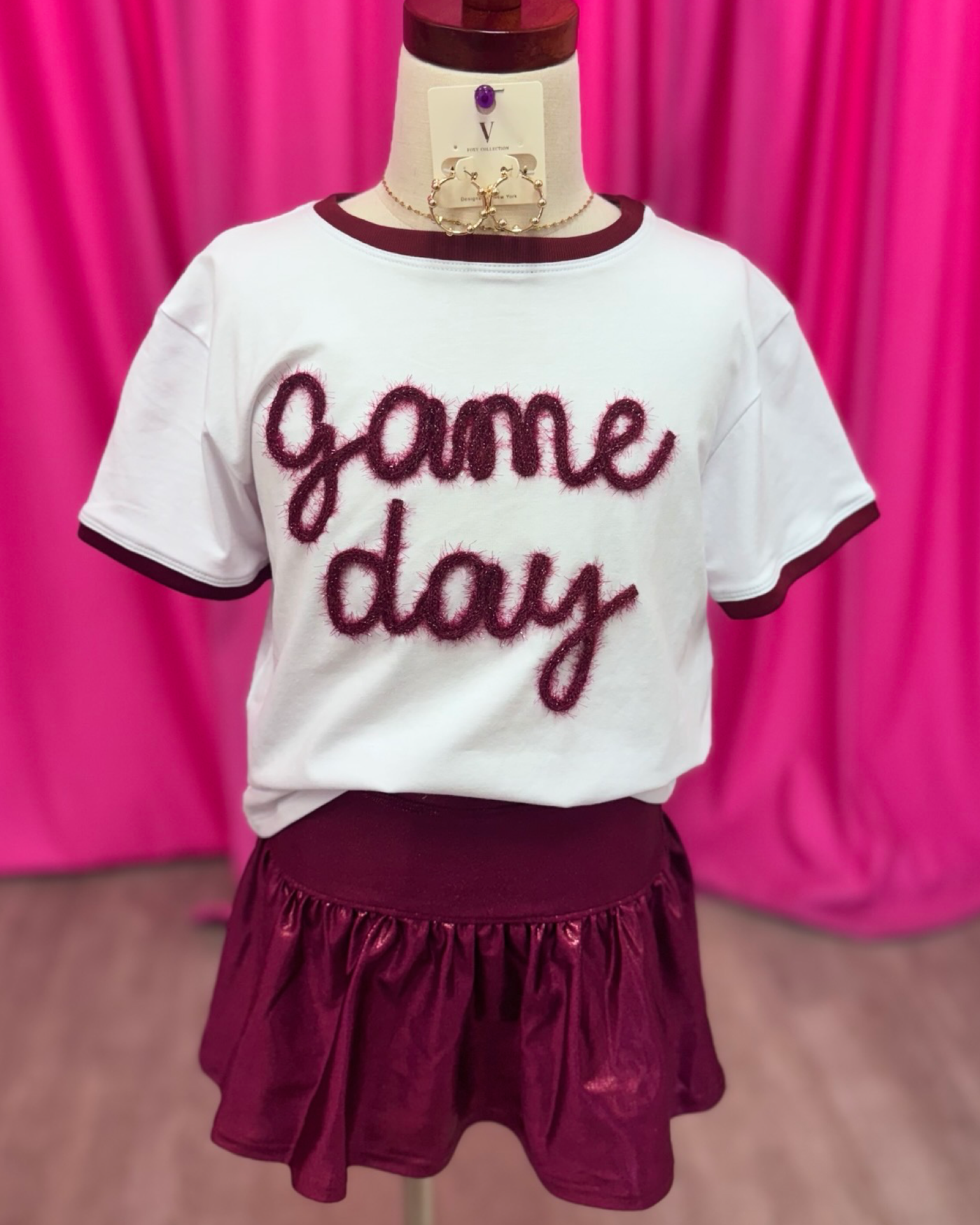 Girls Maroon Game Day Boxy Tee 