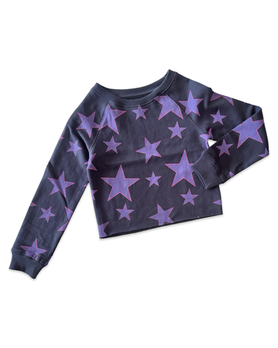 Asphalt Gray Purple Star Pattern Sweatshirt