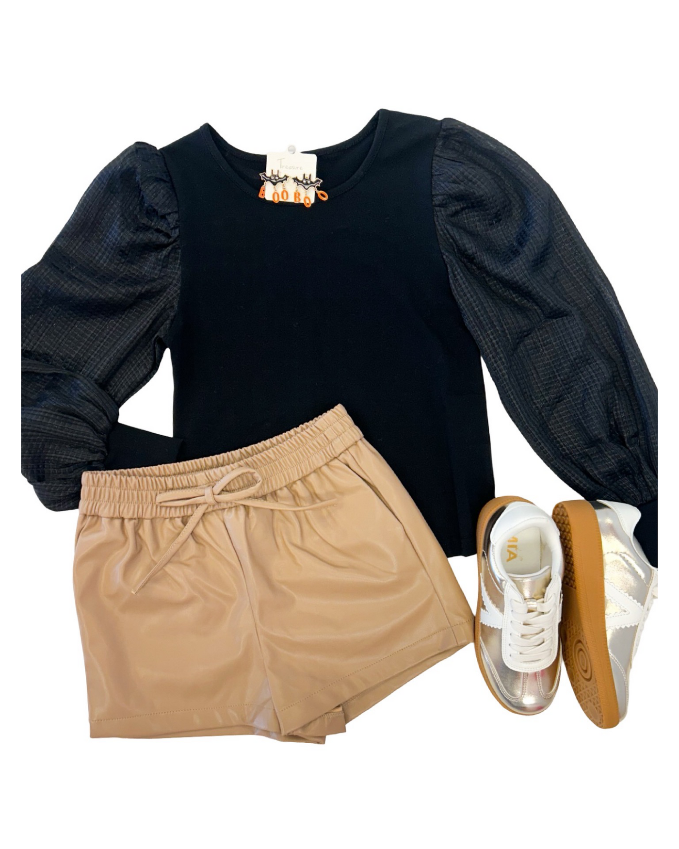 Black Long Sleeve Textured Top
