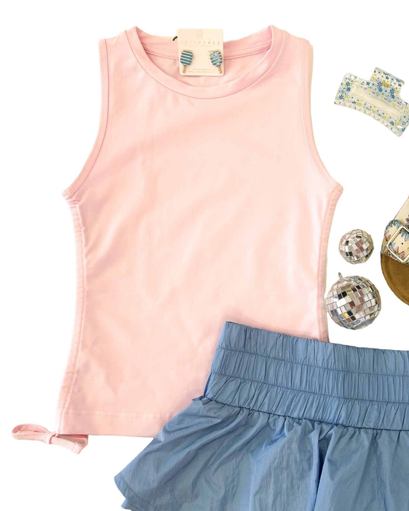 Pink Gatherd Side Jersey Top