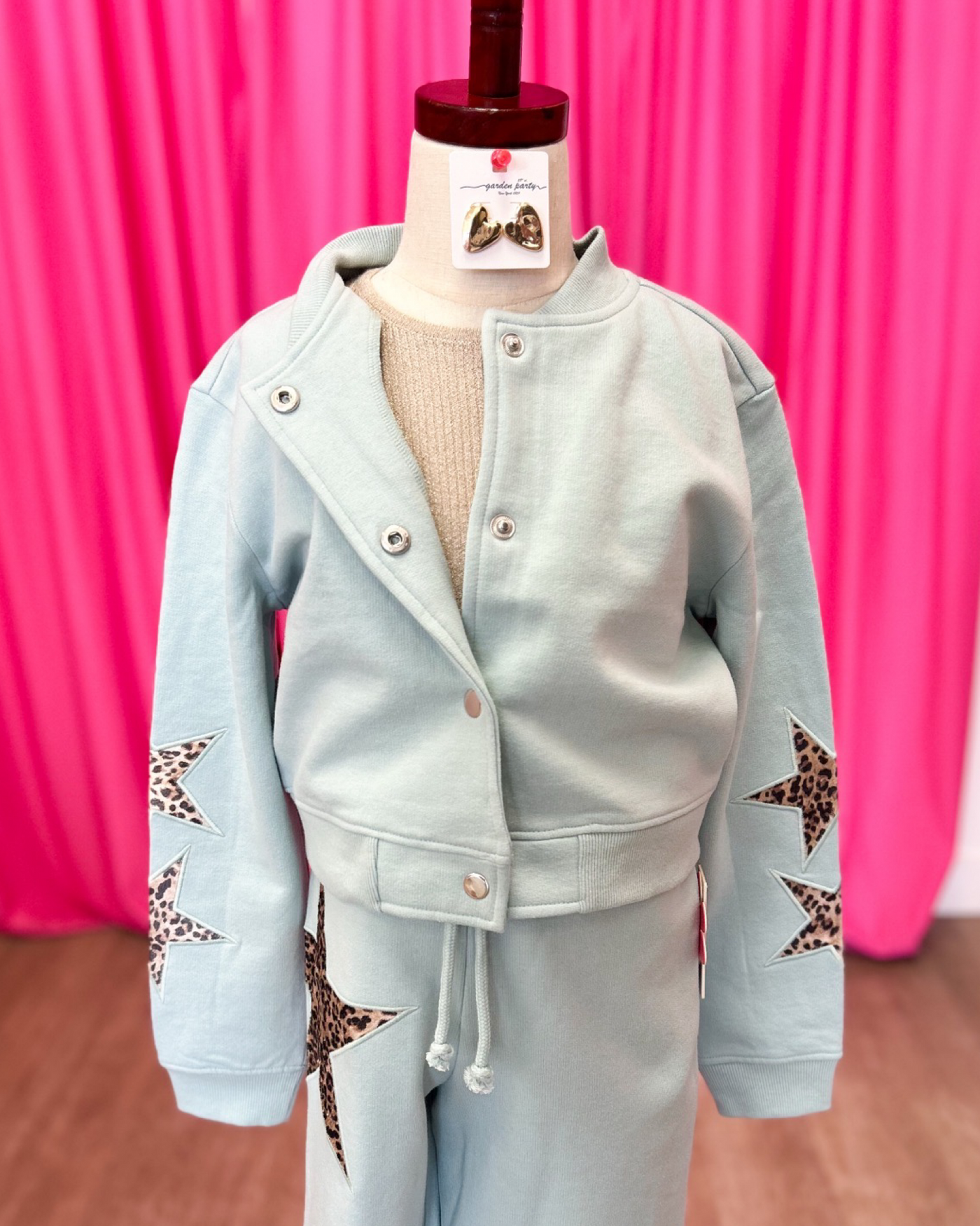 Blue Velvet Animal Print Star Bomber