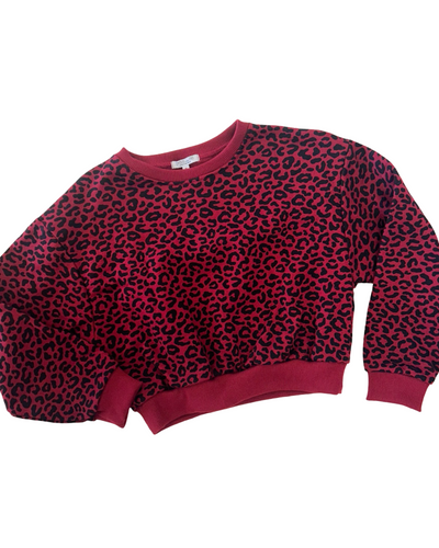 Burgundy Leopard Crew Neck Sweatshirt
