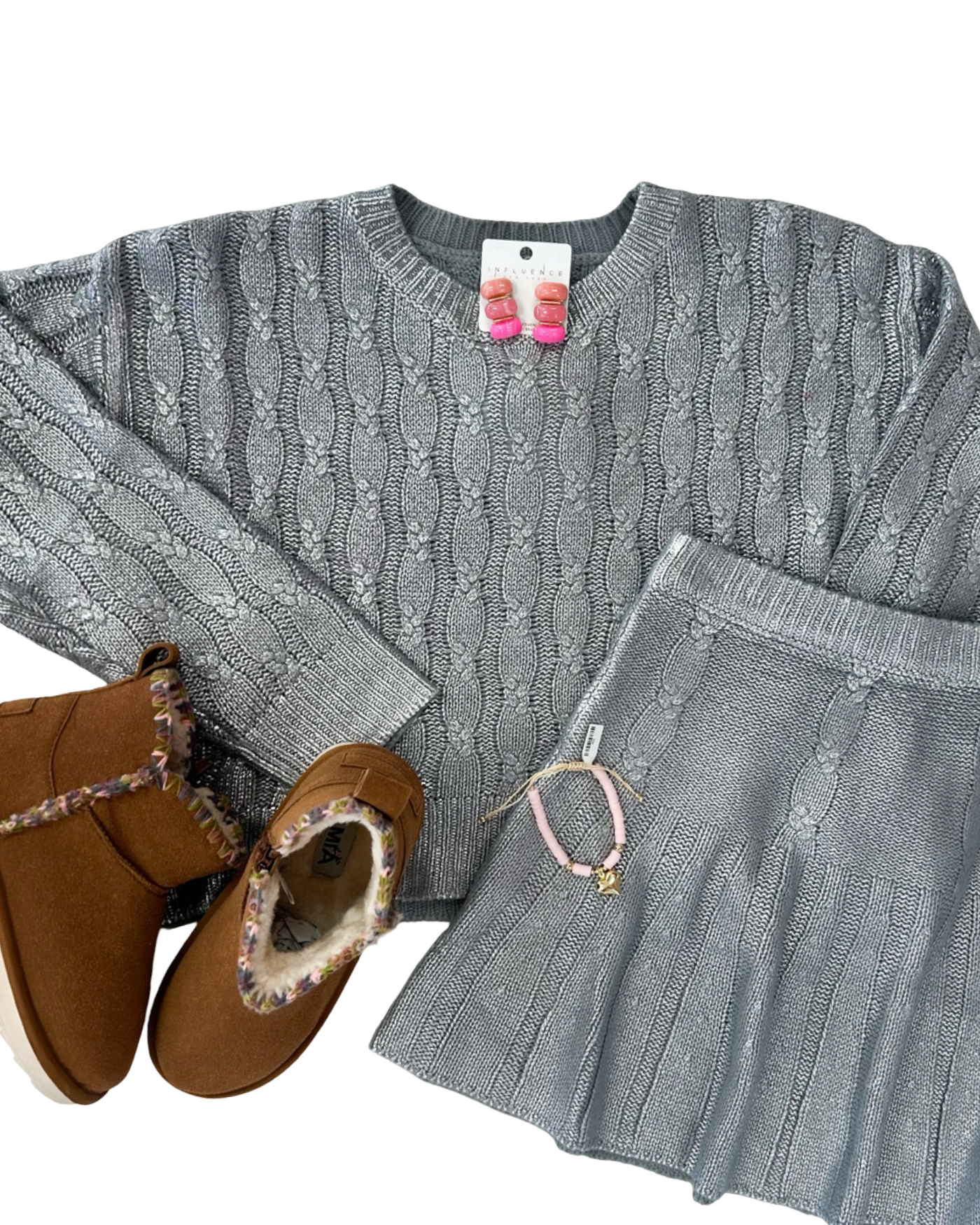 Silver Knitted Metallic Skirt