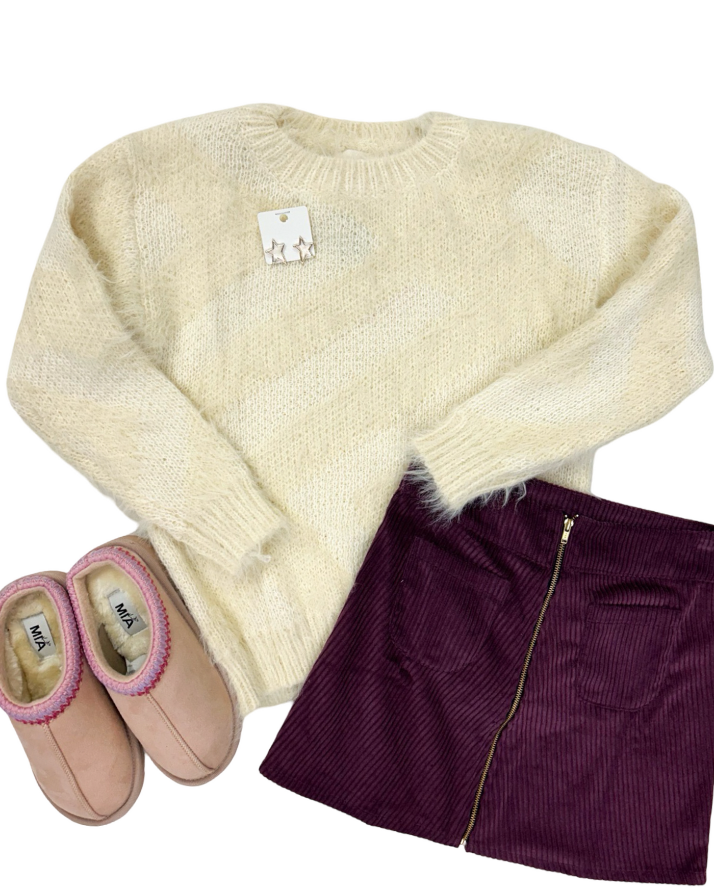 Ivory Fur Knit Sweater