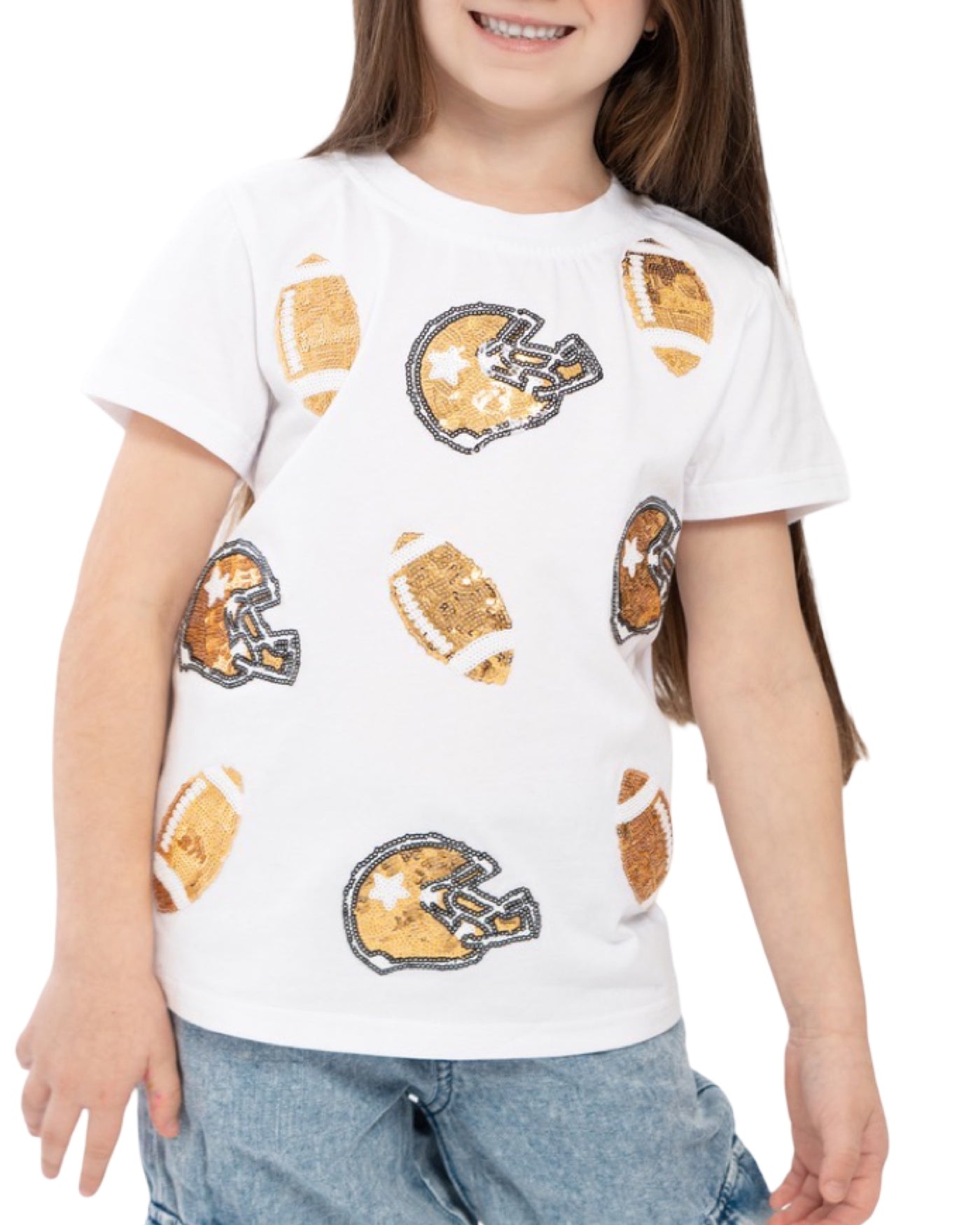 White & Gold Football Sequin Top