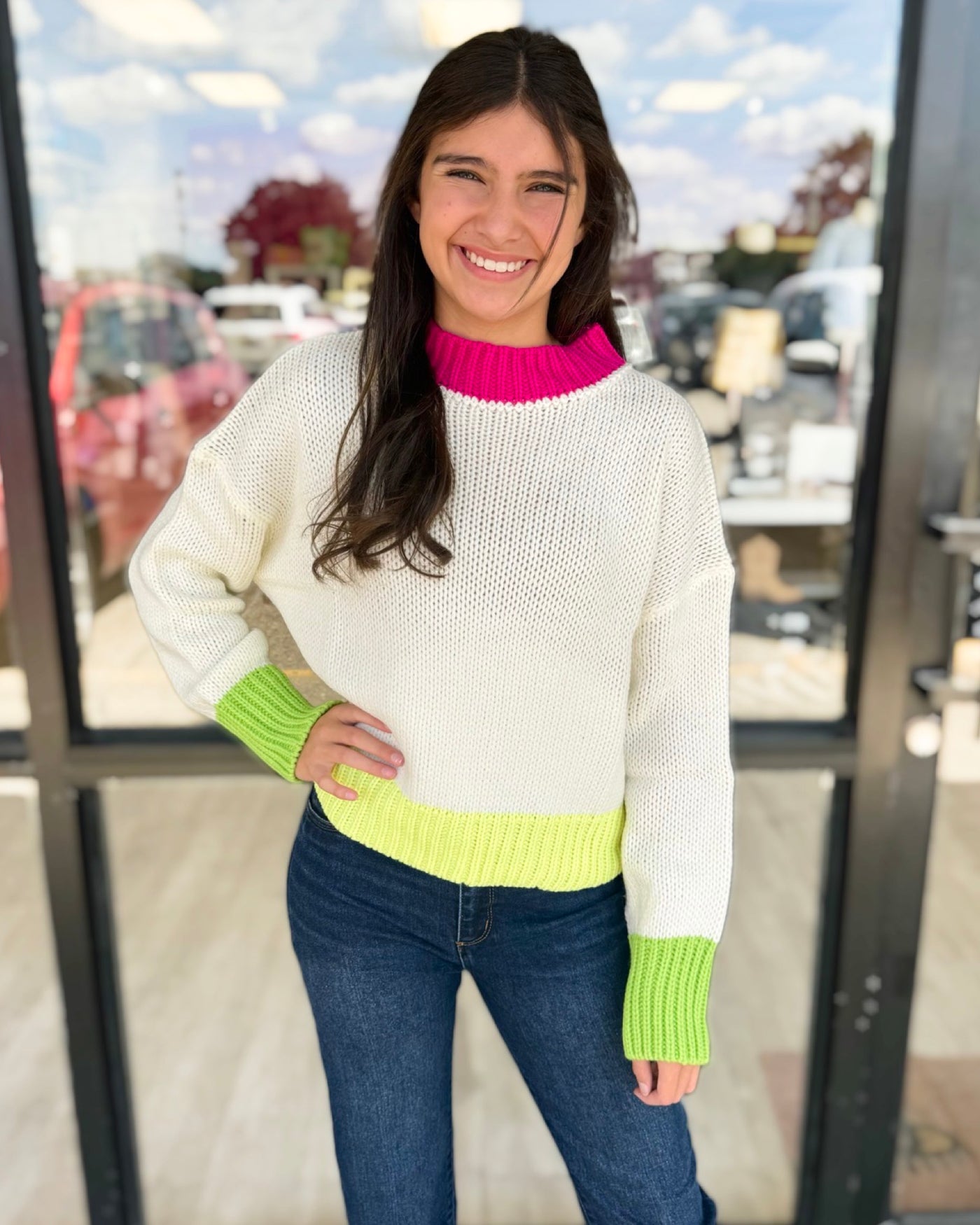 Ivory Multi Color Sweater