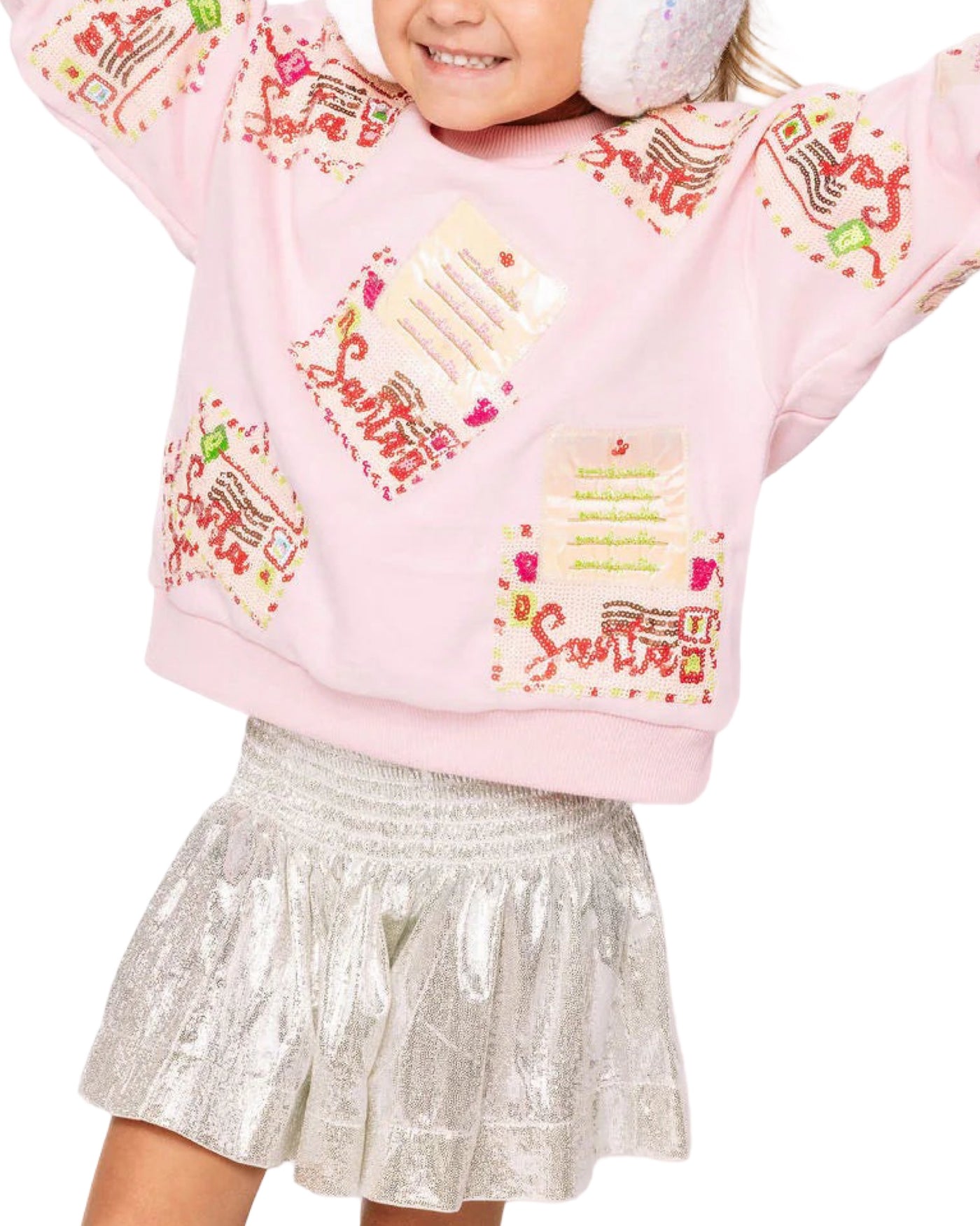 QOS Light Pink Letters To Santa Sweatshirt