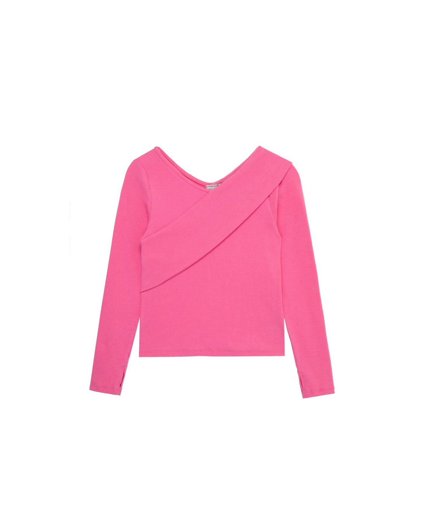 Pink Asymmetrical Ribbed Top