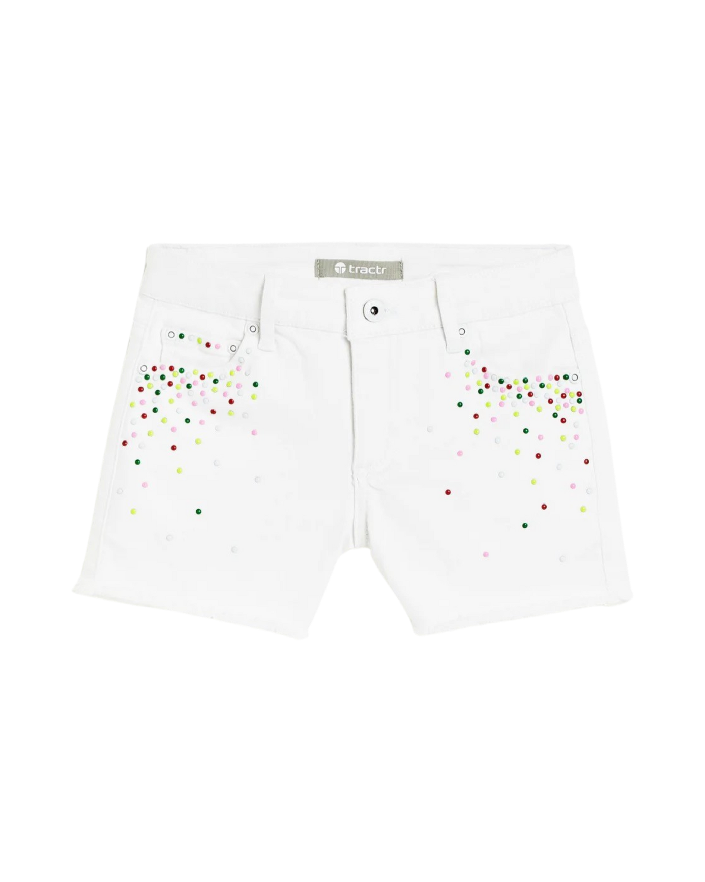 Brittany Mid Rise Slim Shorts Confetti White