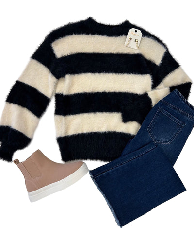 Ivory & Black Stripe Sweater