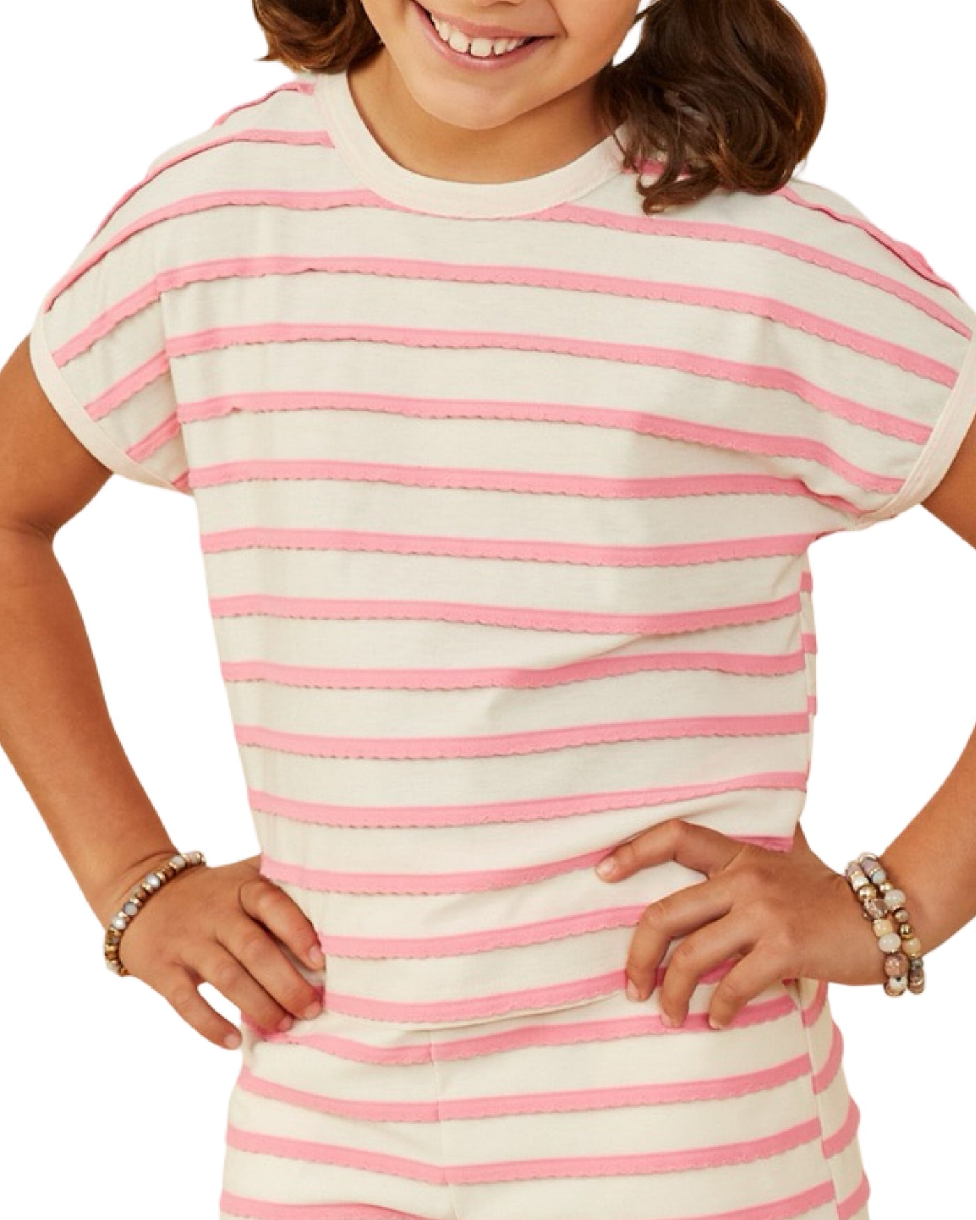 Pink & Cream Piplin Top