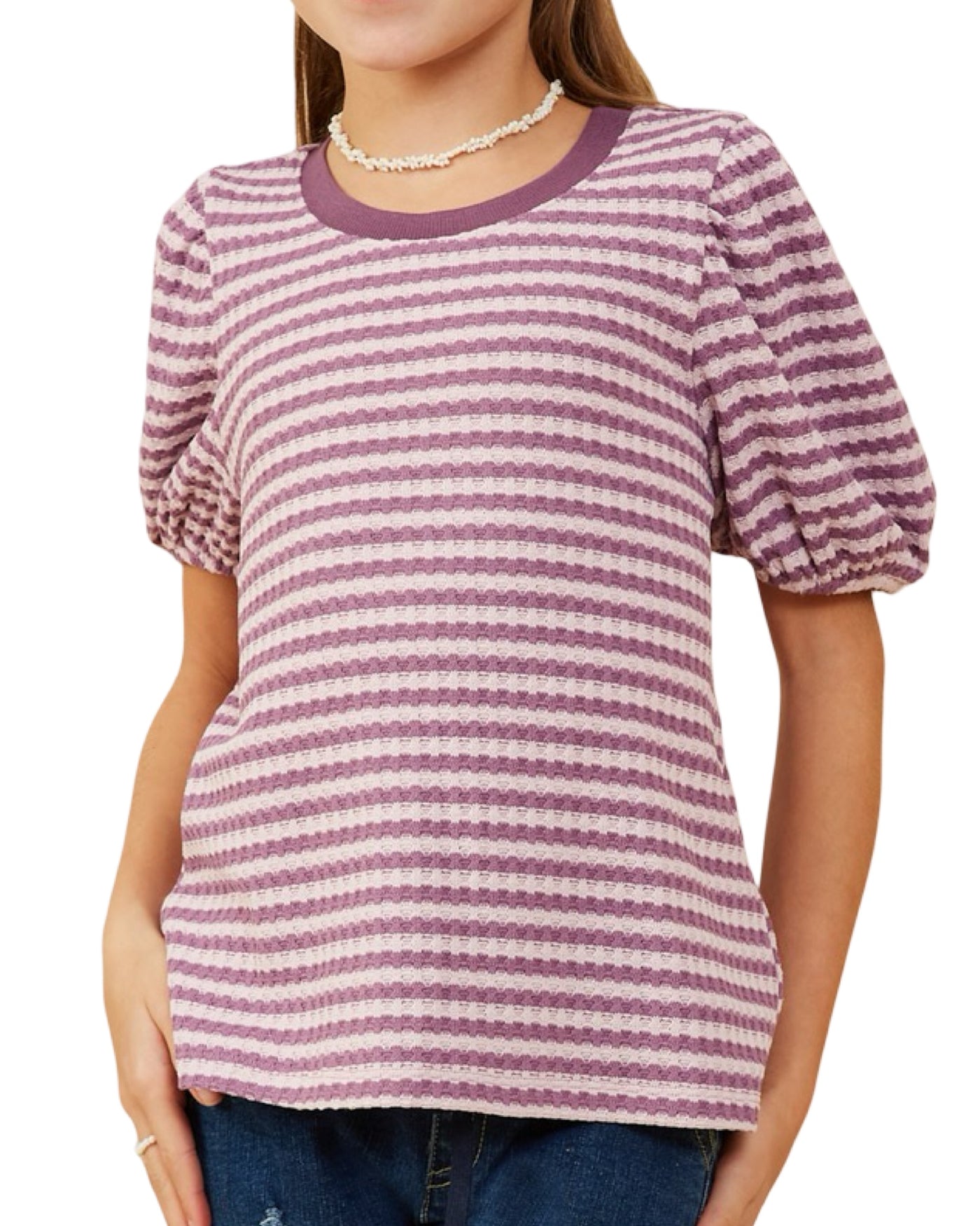 Lavender Puff Sleeve Detailed Blouse