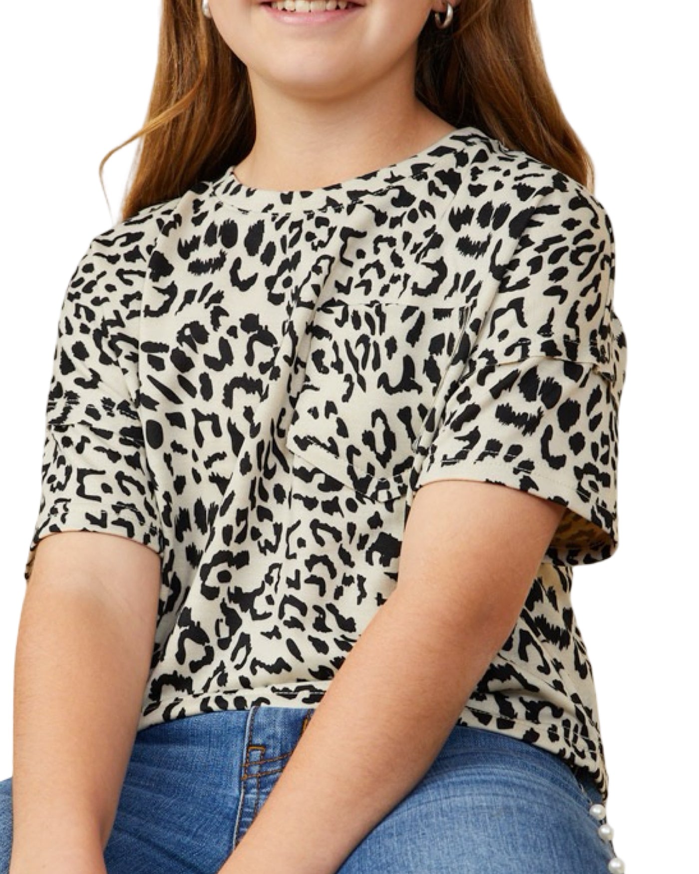 Leopard Print Shoulder Terry Tee