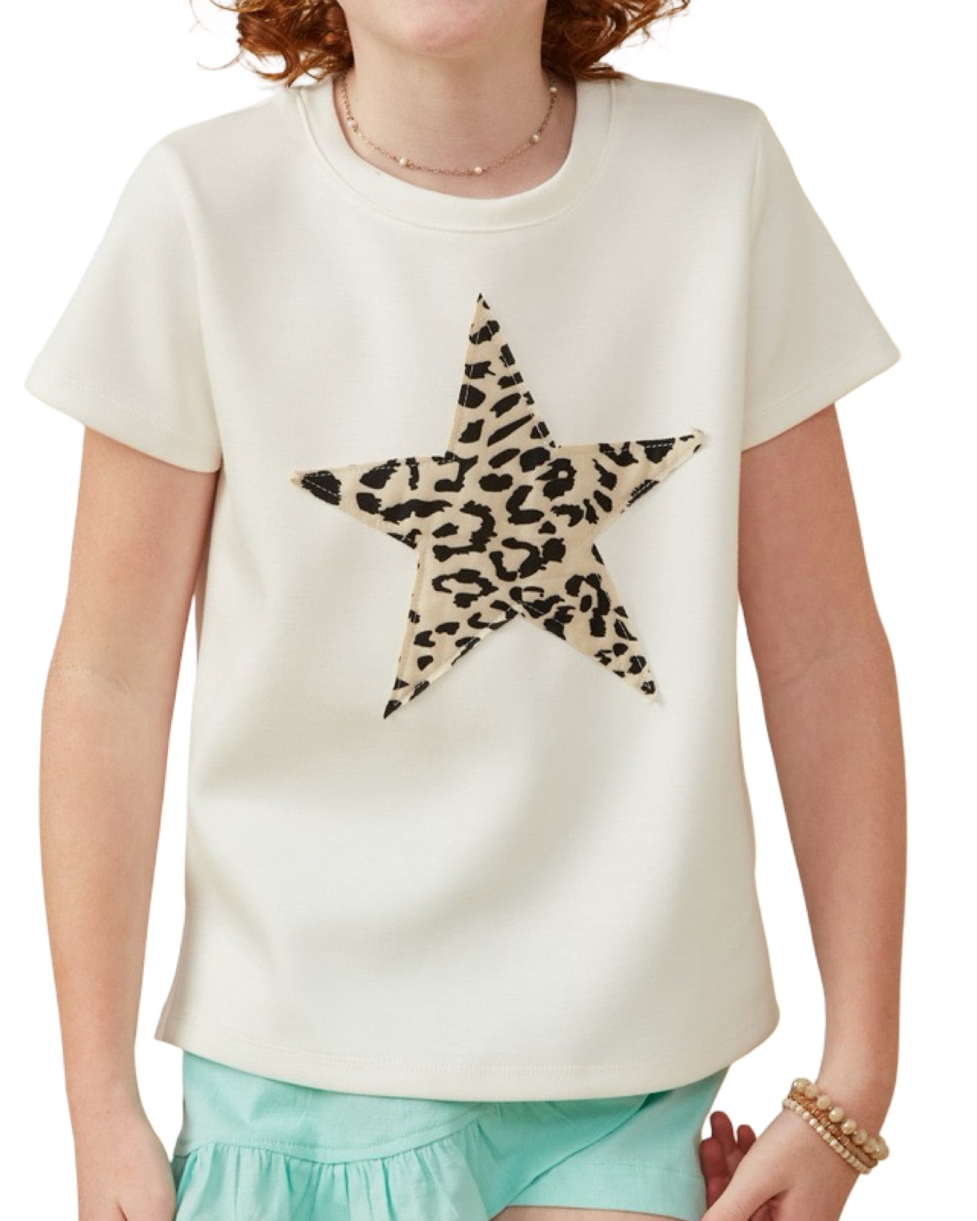 Off White Animal Print Star Top