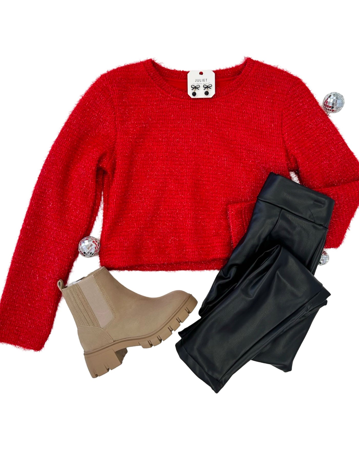 Red Shimmer Sparkle Sweater