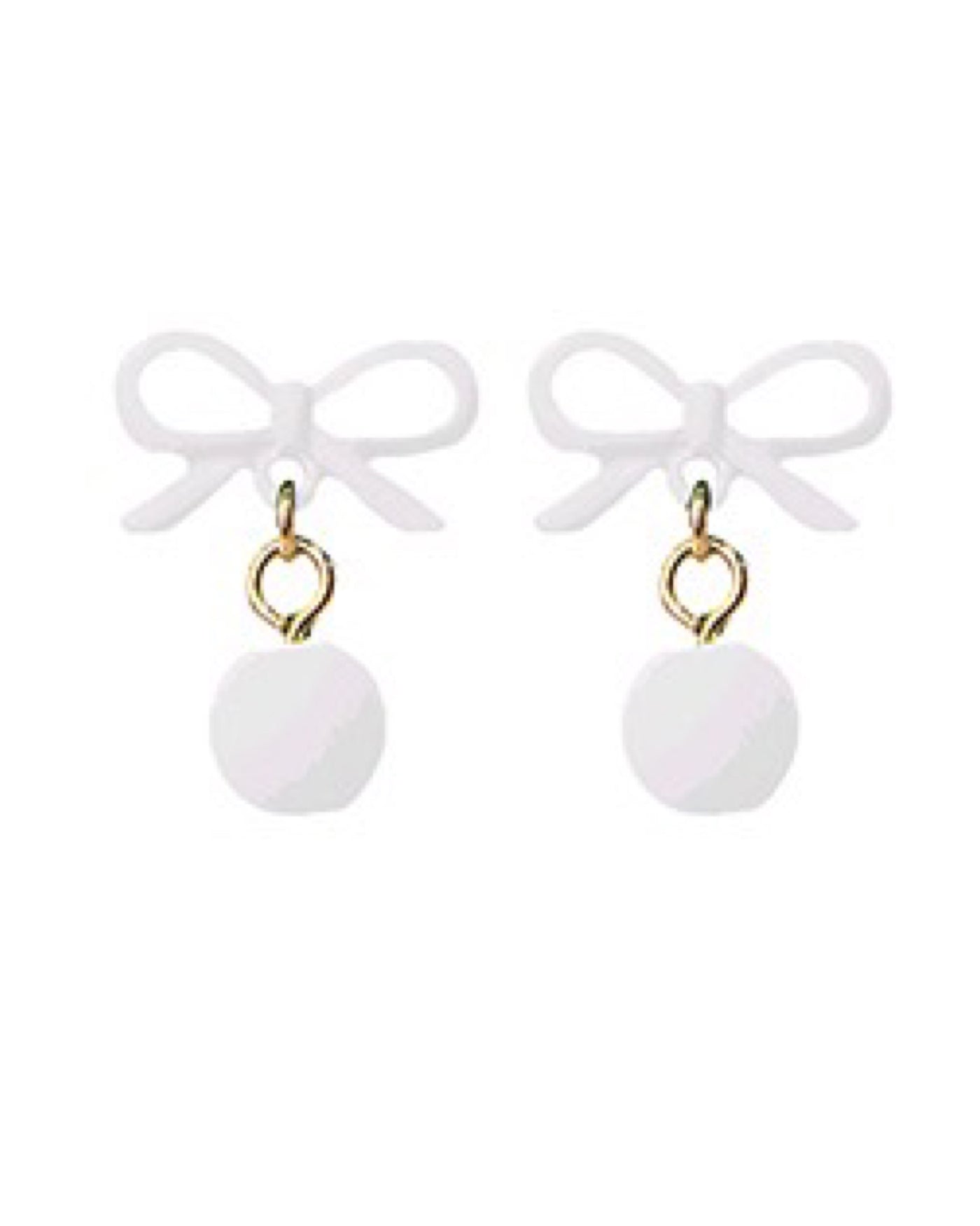 White Bow Dangle Drop Earring