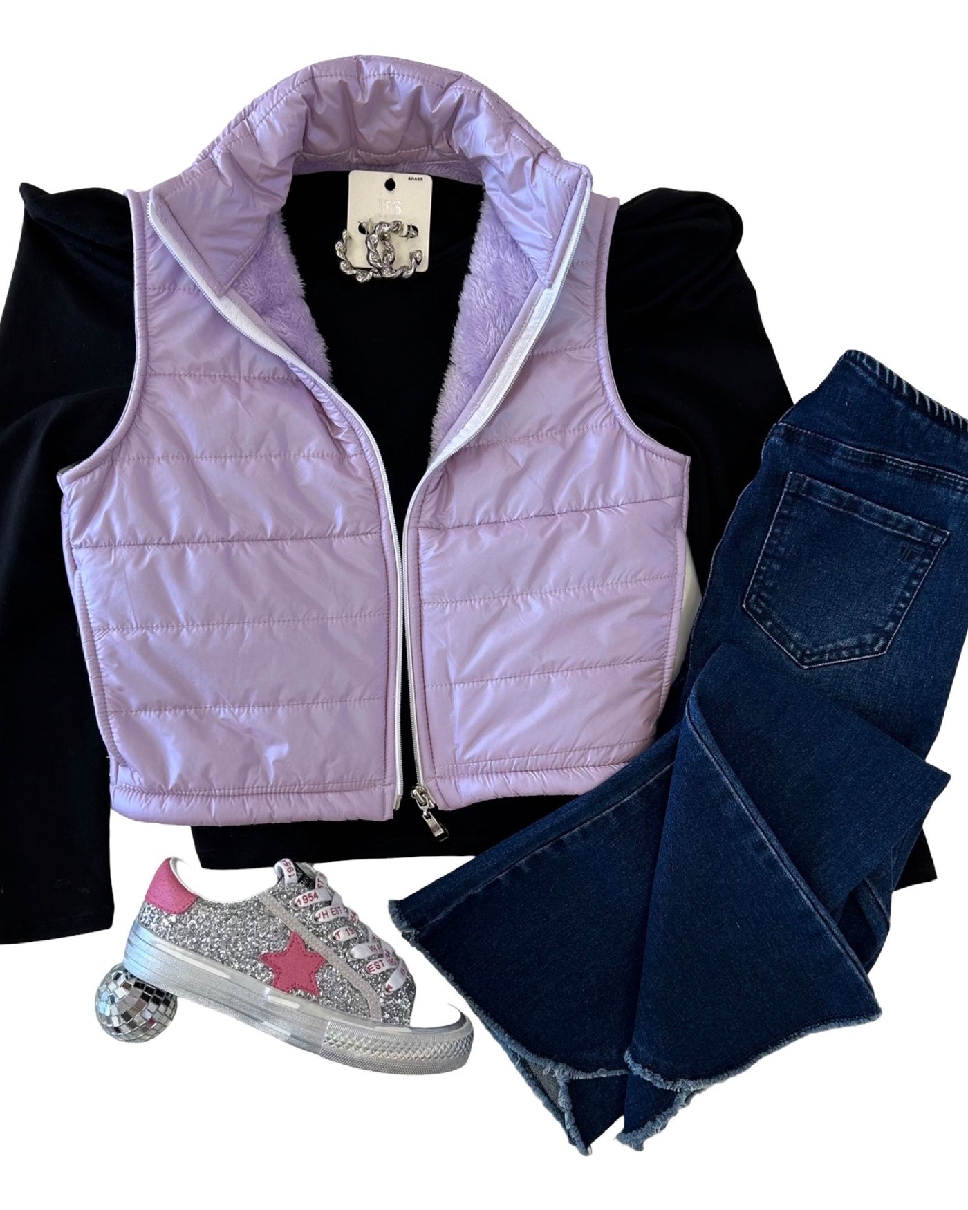 Lilac Metallic Puffer Vest