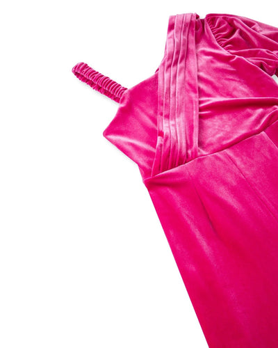 Fuchsia Velvet Detailed Jumpsuit