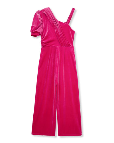 Fuchsia Velvet Detailed Jumpsuit