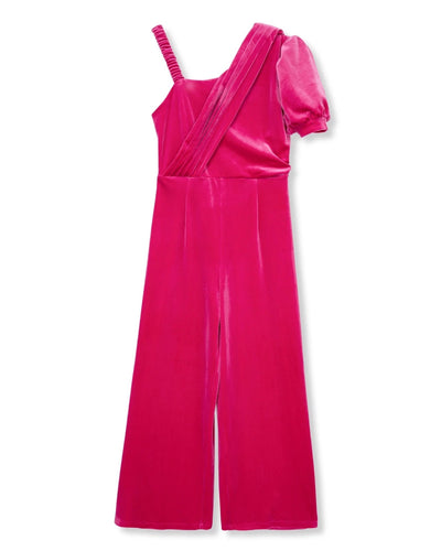 Fuchsia Velvet Detailed Jumpsuit