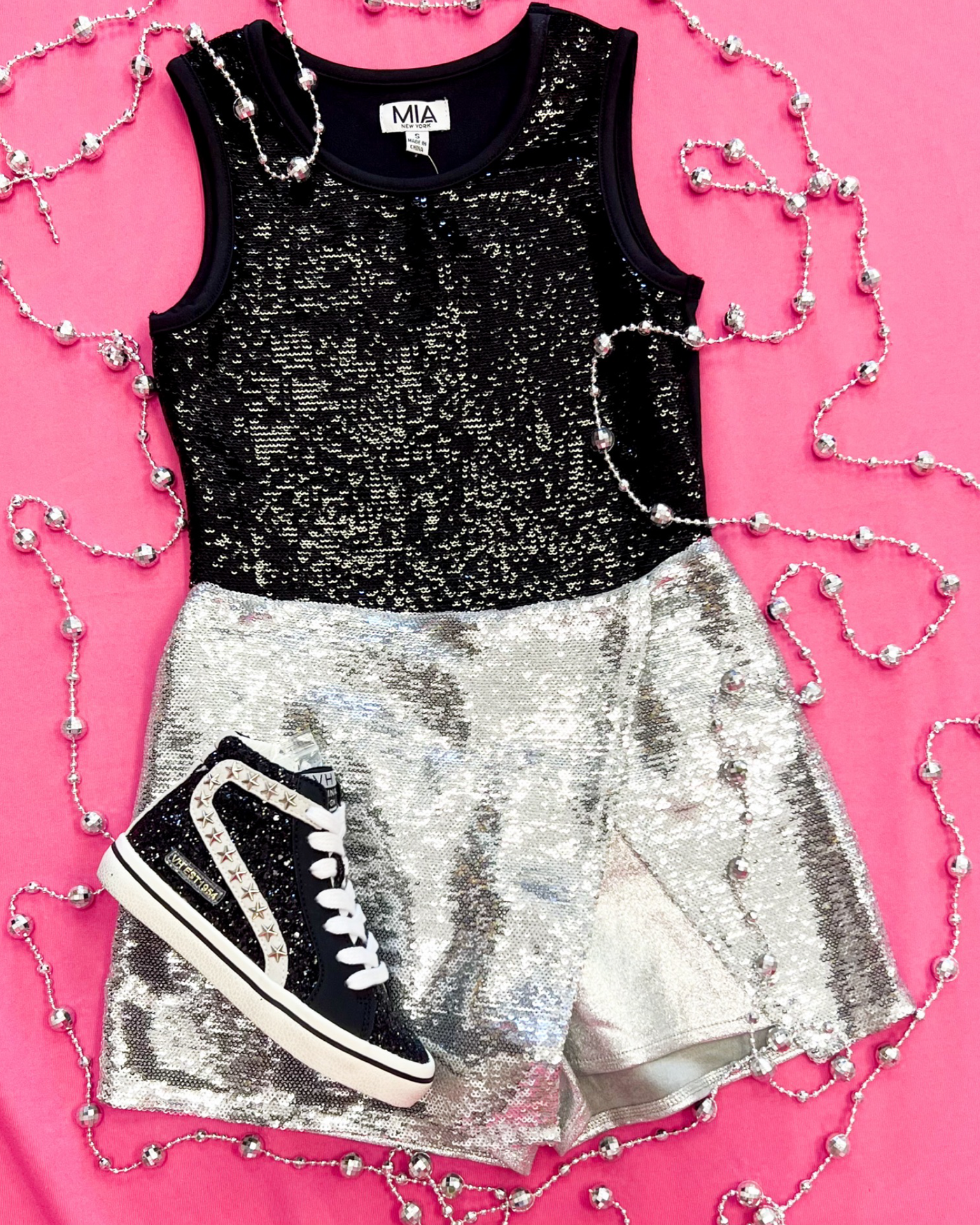 Mia New York Silver Sequin Skort