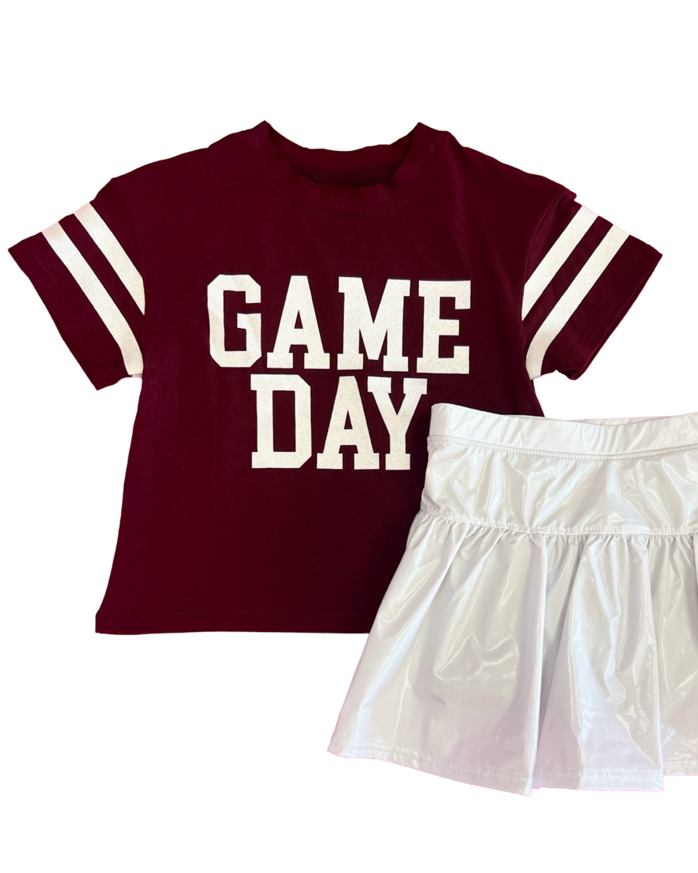 Maroon Glitter Game Day Tee