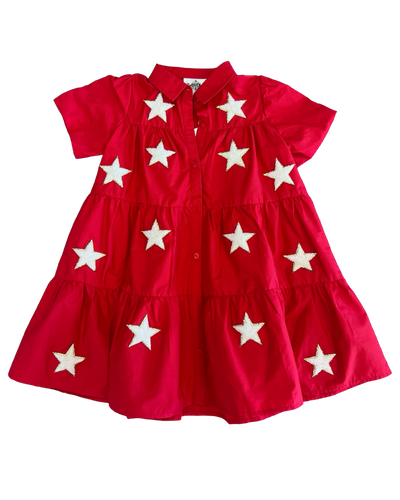 Red & White Chenille Star Dress