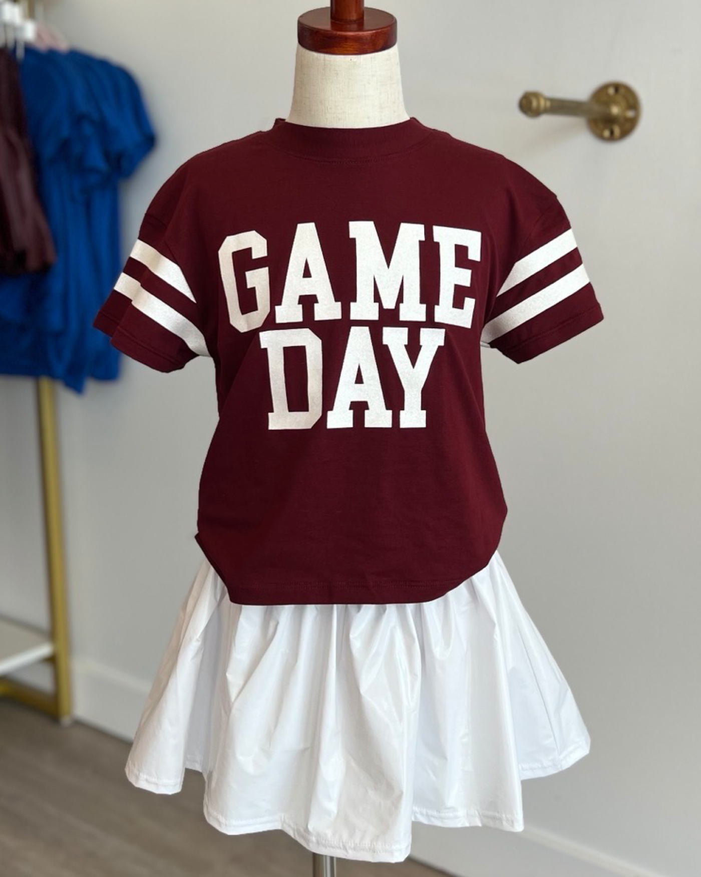 Maroon Glitter Game Day Tee